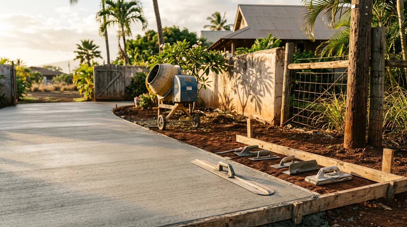 Concrete driveway installation in Lahaina