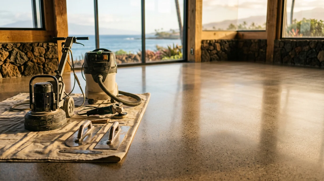 Tile flooring installation in a Maui kitchen